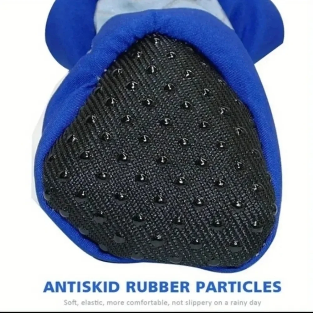 4PCS Paw Protectors Waterproof Anti-Slip Dog Boots Blue and‎ Silver Large